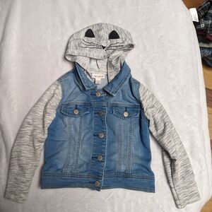 Cat & Jack Denim Jacket with Gray Animal Hood
